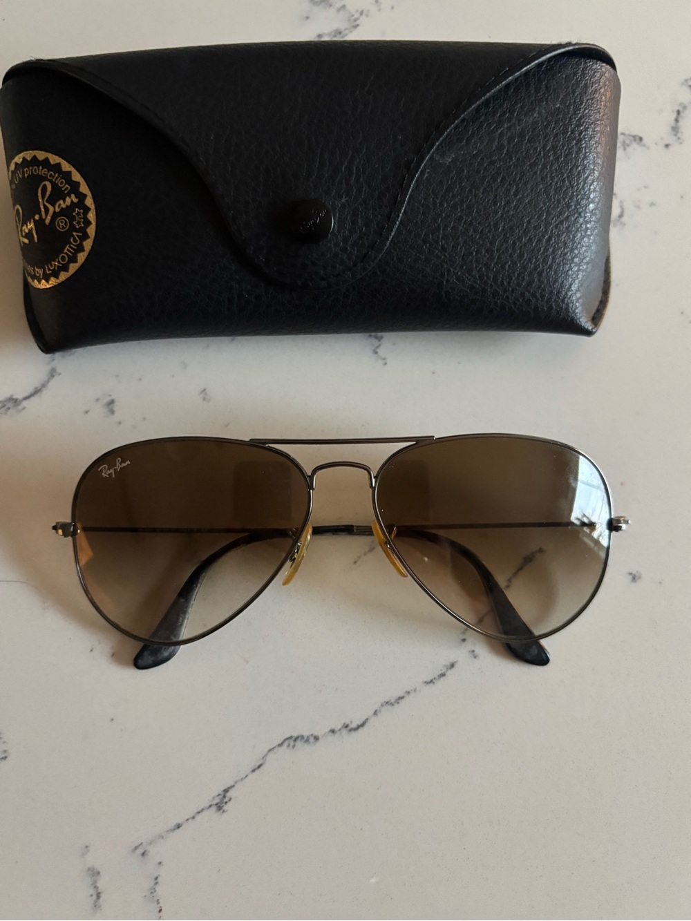 Ray-Ban Aviator Sunglasses Brown Gradient Lenses with silver frame